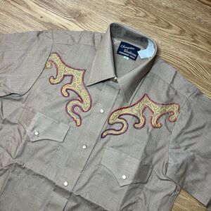 Vtg Champion Westerns Shirt Mens 14 Brown Pearl Snap SL Rodeo Embroidered 70s